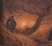 Caspar David Friedrich Two Men Contemplating the Moon (mk10) painting